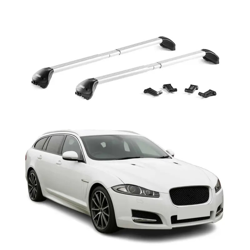 Dachträger Grundtäger für Jaguar XF Kombi 2012-2016 100kg Alu Silber 2 tlg ABE Finale Aktion