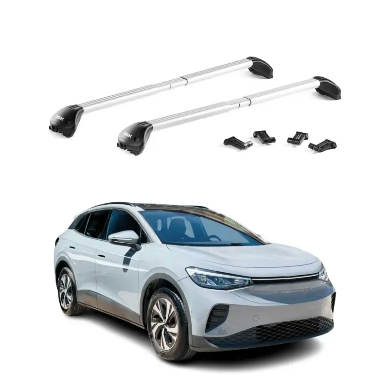 Dachträger Grundtäger für VW ID.4 2021-2026 100kg Aluminium Silber 2 tlg ABE Solange Der Vorrat Reicht