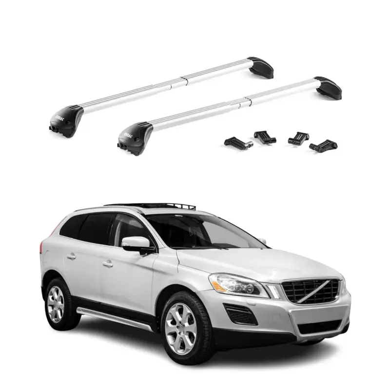 Dachträger Grundtäger für Volvo XC60 2008-2017 100kg Aluminium Silber 2 tlg ABE Knallerangebot