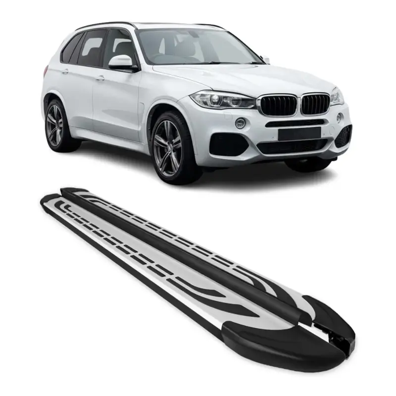 Zertifiziert Trittbretter Seitenschweller für BMW X5 2014-2018 Silber Schwarz Aluminium 2 tlg