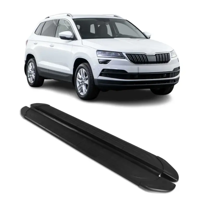 Aktuell Seitenschweller Trittbretter für Skoda Karoq 2017-2026 Schwarz Aluminium 2 tlg
