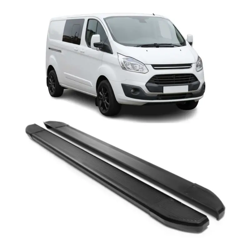 Trittbretter Seitenschweller für Ford Transit Custom 2013-2023 L2 Alu Schwarz 2x Solange Der Vorrat Reicht