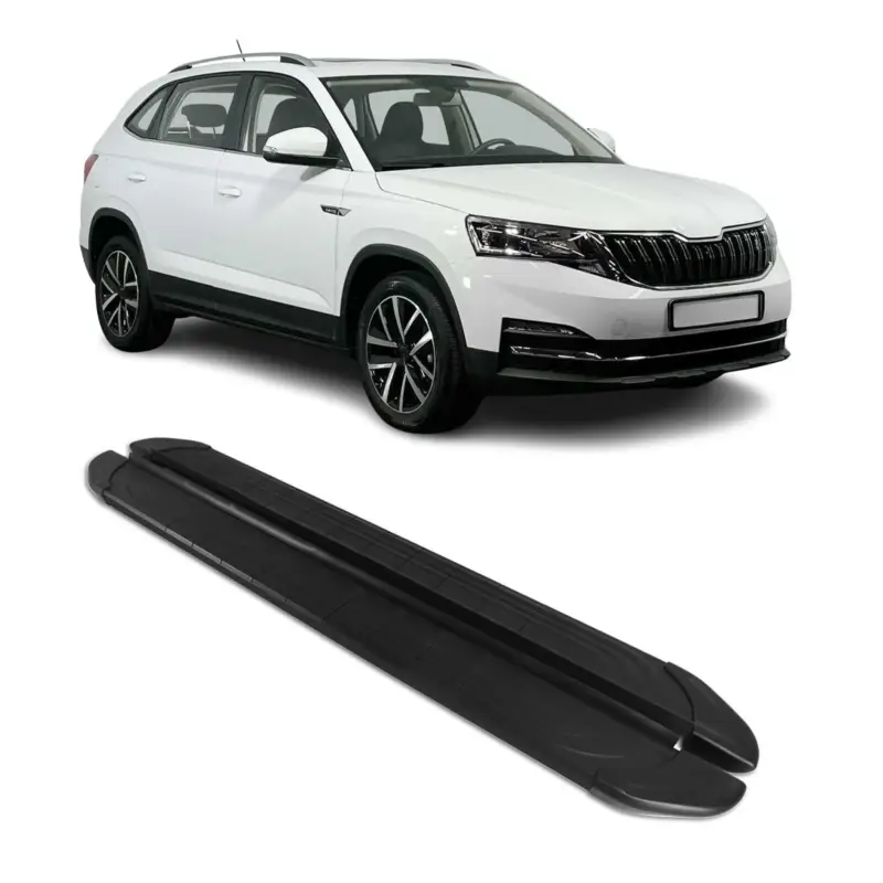 Abverkauf Seitenschweller Trittbretter für Skoda Kamiq 2019-2026 Schwarz Aluminium 2 tlg