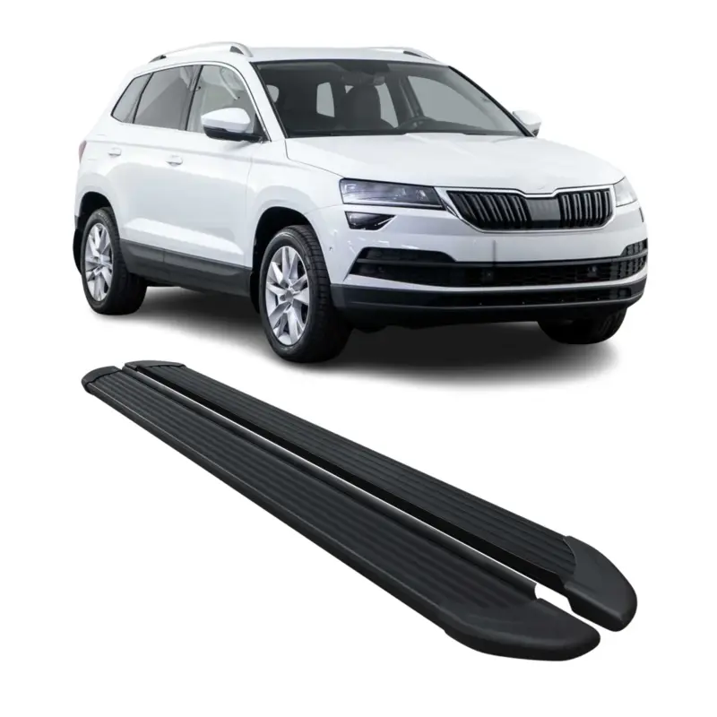 Aktuell Trittbretter Seitenschweller für Skoda Karoq 2017-2026 Aluminium Schwarz 2 tlg