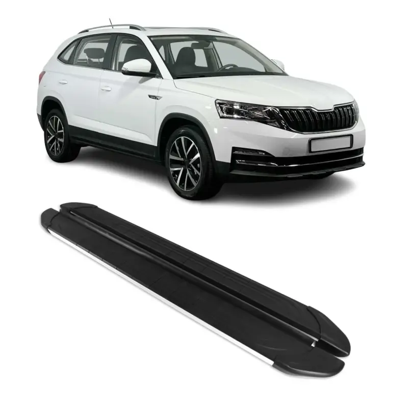 Abverkauf Seitenschweller Trittbretter für Skoda Kamiq 2019-2026 Silber Aluminium 2 tlg