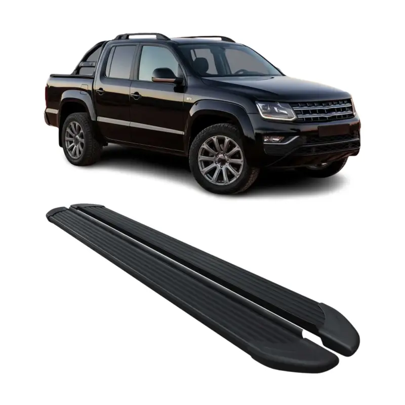 Zertifiziert Trittbretter Seitenschweller für VW Amarok DoubleCab 2022-2024 Alu Schwarz 2 tlg
