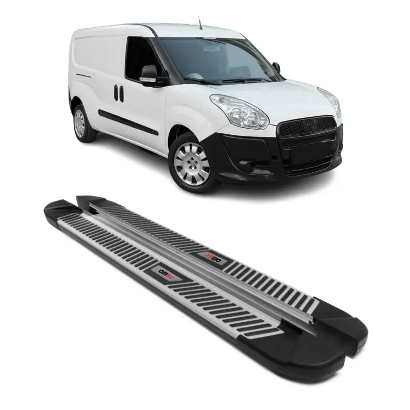 Zertifiziert Seitenbretter Trittbretter für Fiat Doblo Maxi 2010-2021 Grau Schwarz Alu