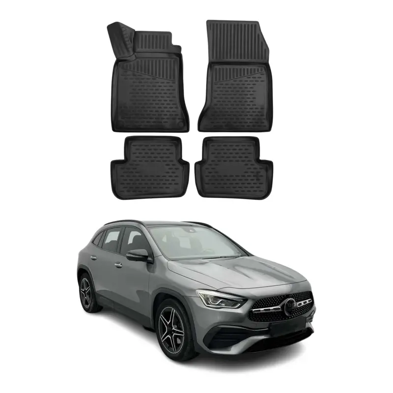 OMAC Fußmatten Gummimatten für Mercedes GLA X156 2014-2020 Automatten Schwarz 4x Finale Aktion