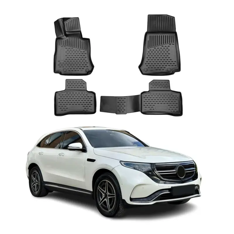 OMAC Fußmatten Gummimatten für Mercedes EQC N293 2019-2023 Automatten Schwarz 4x Solange Der Vorrat Reicht