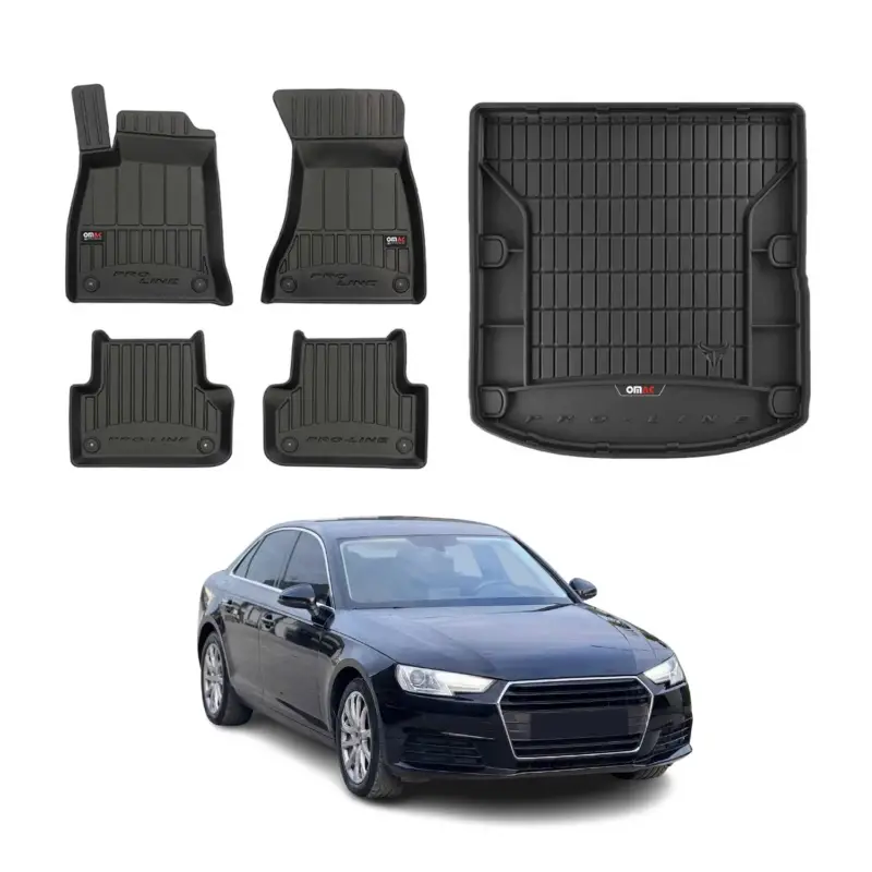 Preis Gesenkt OMAC Fußmatten & Kofferraumwanne Set für Audi A4 B9 Limo 2016-2025 Gummi 5x