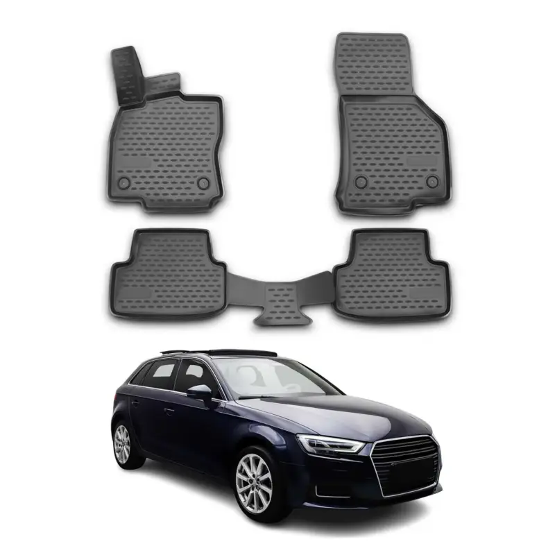 OMAC Gummimatten Fußmatten für Audi A3 2012-2020 HB TPE Automatten Schwarz 4x Preisknaller