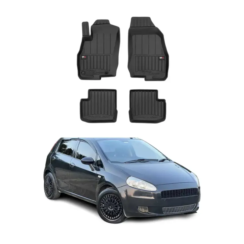Fußmatten Gummimatten für Fiat Grande Punto 2005-2009 Premium Schwarz TPE 4x Highlight