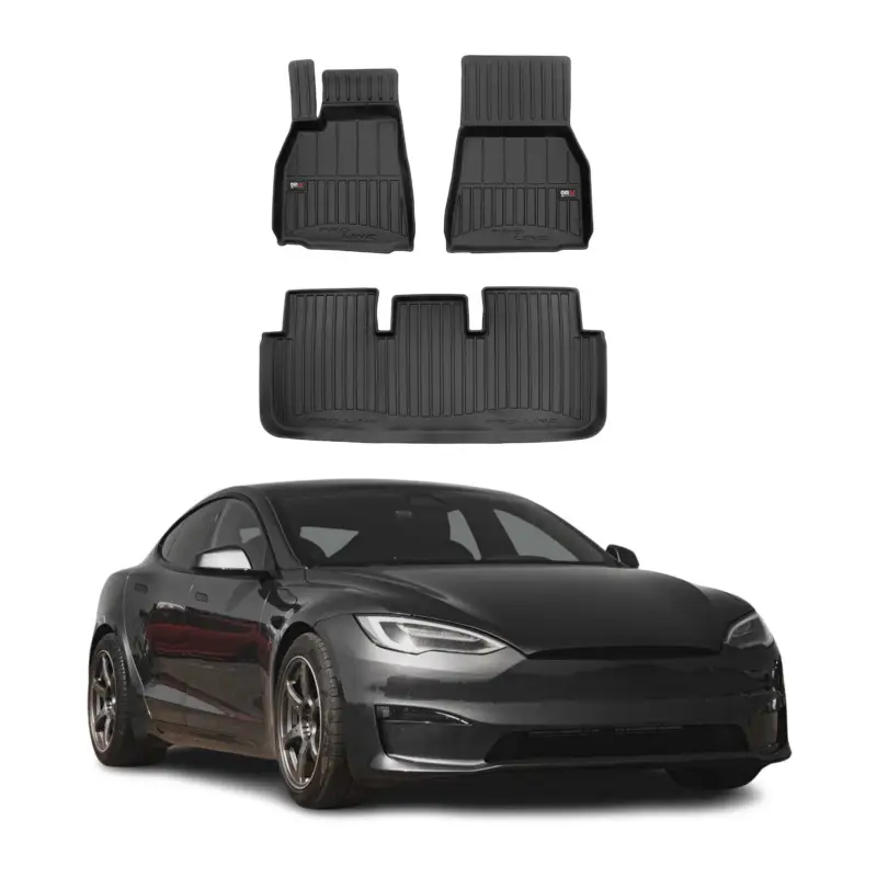Preis Gesenkt Fußmatten Gummimatten für Tesla Model S 2021-2026 OMAC Premium 3D Schwarz TPE 3x