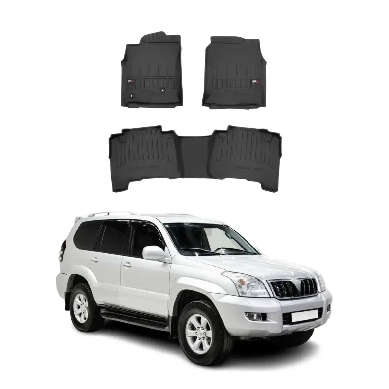 Preisknaller Fußmatten Gummimatten für Toyota Land Cruiser J120 2002-2010 Premium Schwarz 3x