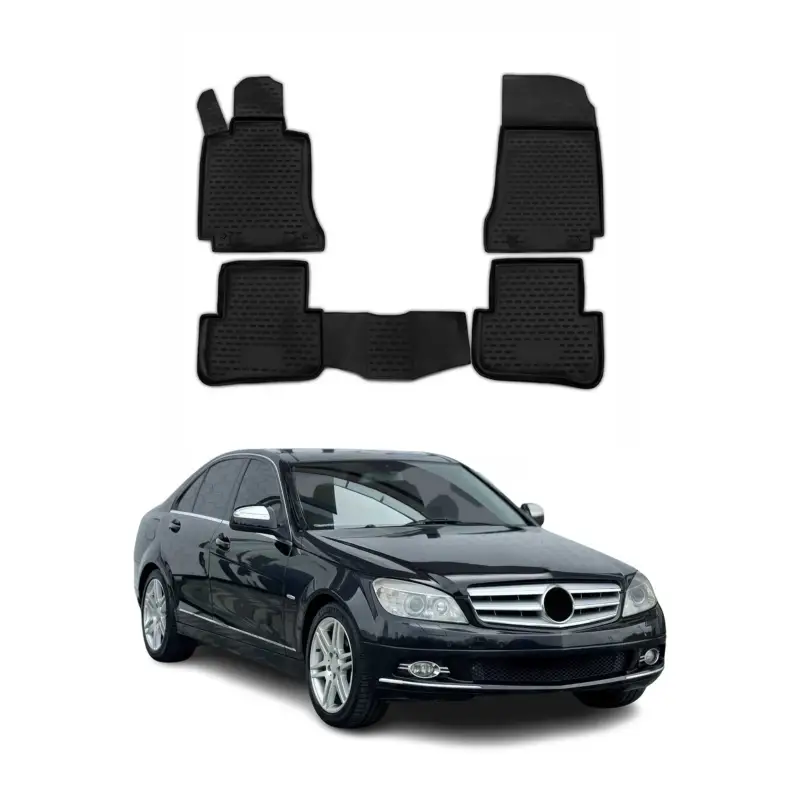Omac Gummimatten Fußmatten für Mercedes C Klasse W204 2007-2014 Gummi Schwarz 4x Beliebt
