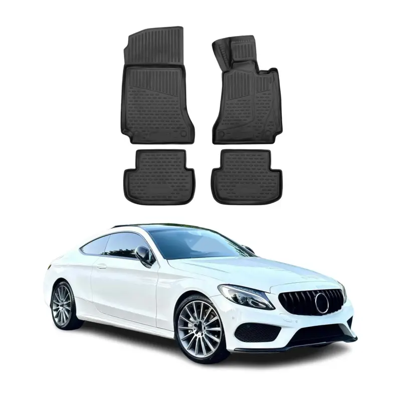 Abverkauf Floor Mats Fits For Mercedes C-Klasse 2014-2021 3D Molded All Weather Black Rhd
