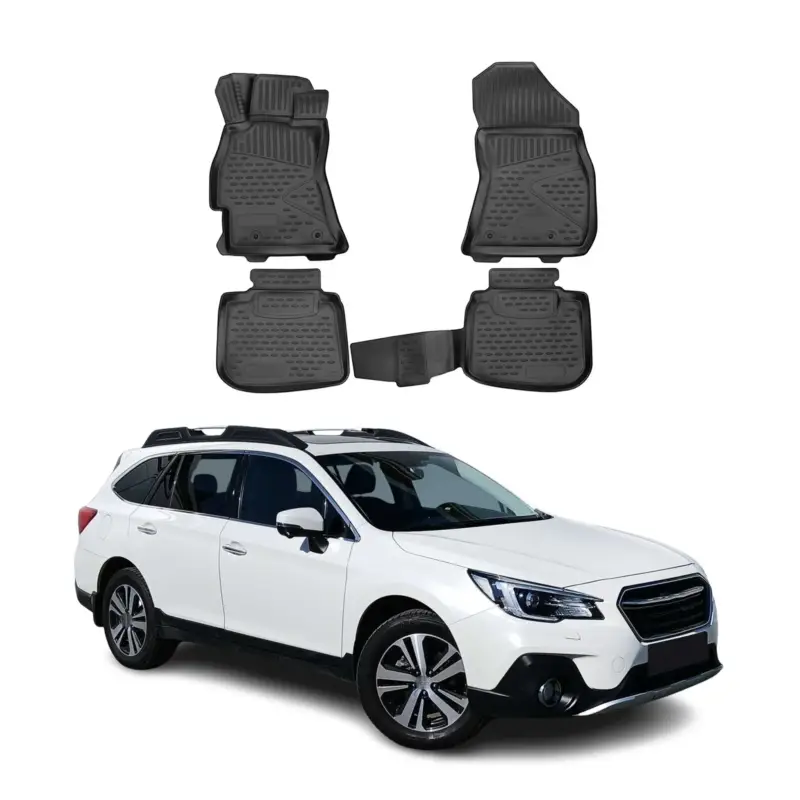 Günstig Fußmatten für Subaru Outback 2015-2019 3D Passform Hoher Rand Gummi Schwarz TPE