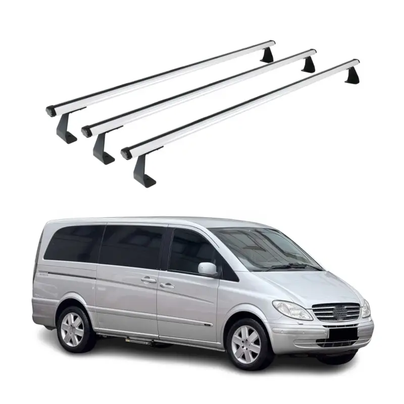 Zertifiziert Dachträger Grundtäger für Mercedes Vito W639 2003-2014 75kg Alu Silber 3 tlg
