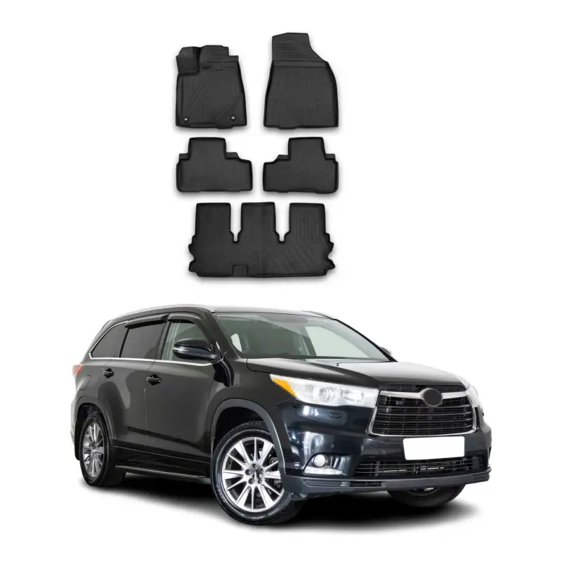 OMAC Gummimatten Fußmatten für Toyota Highlander 2014-2018 TPE Matten Schwarz 5x Heißes Angebot