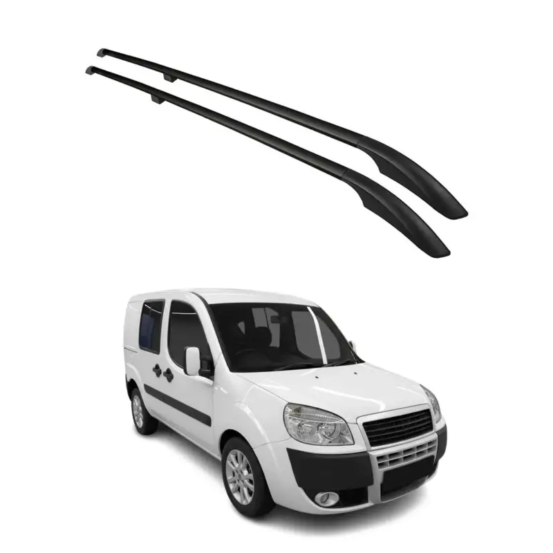 Bestpreis Dachreling Dachgepäckträger für Fiat Doblo 2000-2010 Kurzer RS Alu Schwarz