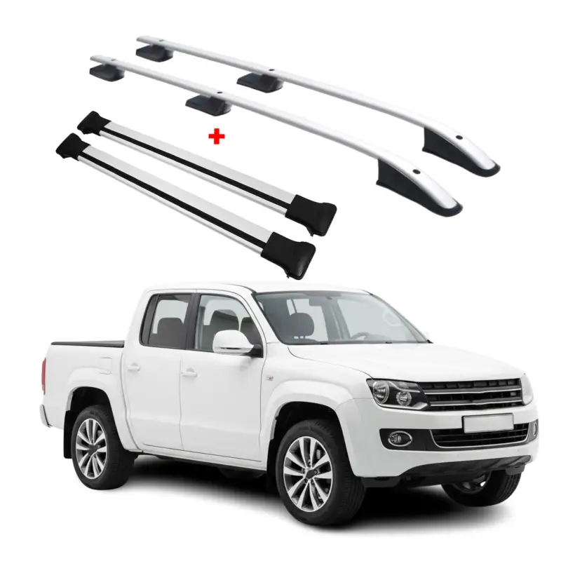 Online Kaufen Dachreling + Dachträger SET für VW Amarok 2010-2020 Aluminium Silber 4tlg