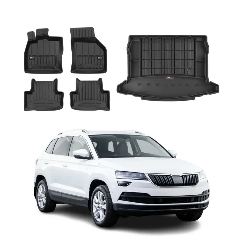 Preiswert OMAC Fußmatten & Kofferraumwanne Set für Skoda Karoq 2017-2026 untere Schwarz 5x