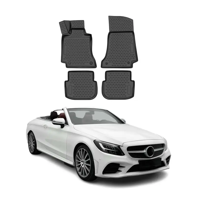 Kracherpreis OMAC Gummimatten Fußmatten für Mercedes C Klasse A205 Cabriolet 2017-2023 TPE 4x