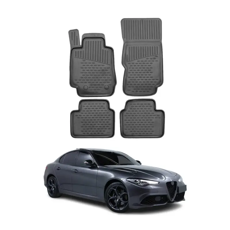 Finale Aktion OMAC Gummimatten Fußmatten für Alfa Romeo Giulia 4 2015-2026 TPE Schwarz 4x