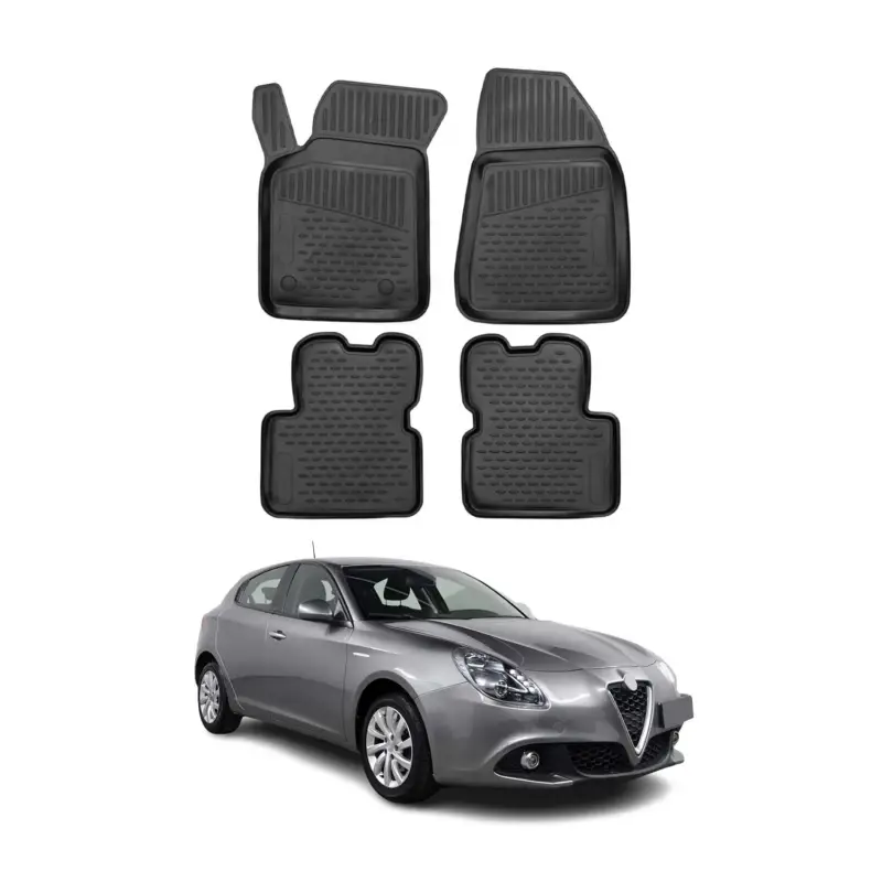 Solange Der Vorrat Reicht OMAC Gummimatten Fußmatten für Alfa Romeo Giulietta 2010-2020 TPE Schwarz 4x
