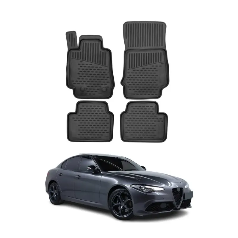 OMAC Gummimatten Fußmatten für Alfa Romeo Giulia 2015-2026 TPE Matten Schwarz 4x Top-Angebot