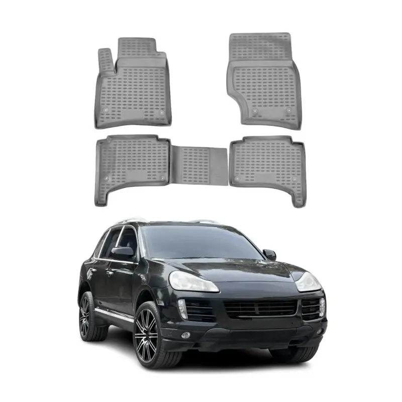 Neue Kollektion OMAC Gummimatten Fußmatten für Porsche Cayenne 2002-2010 TPE Automatten Grau 4x