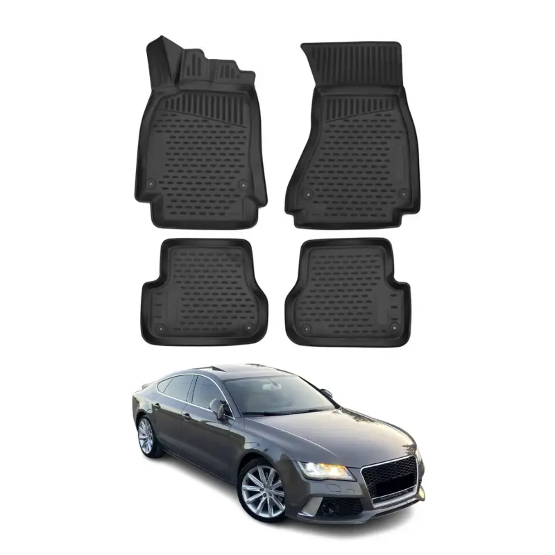 Echt OMAC Gummimatten Fußmatten für Audi A7 Sportback 2010-2017 TPE Matten Schwarz 4x