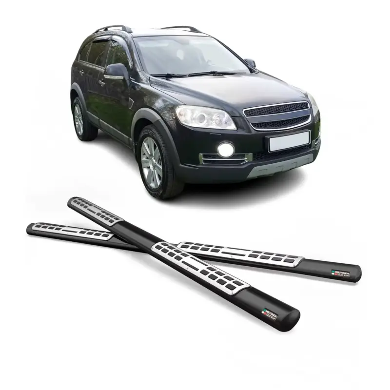 Aktuell Edelstahl Seitenschweller Schwellerrohre für Chevrolet Captiva 2006-2010 Schwarz