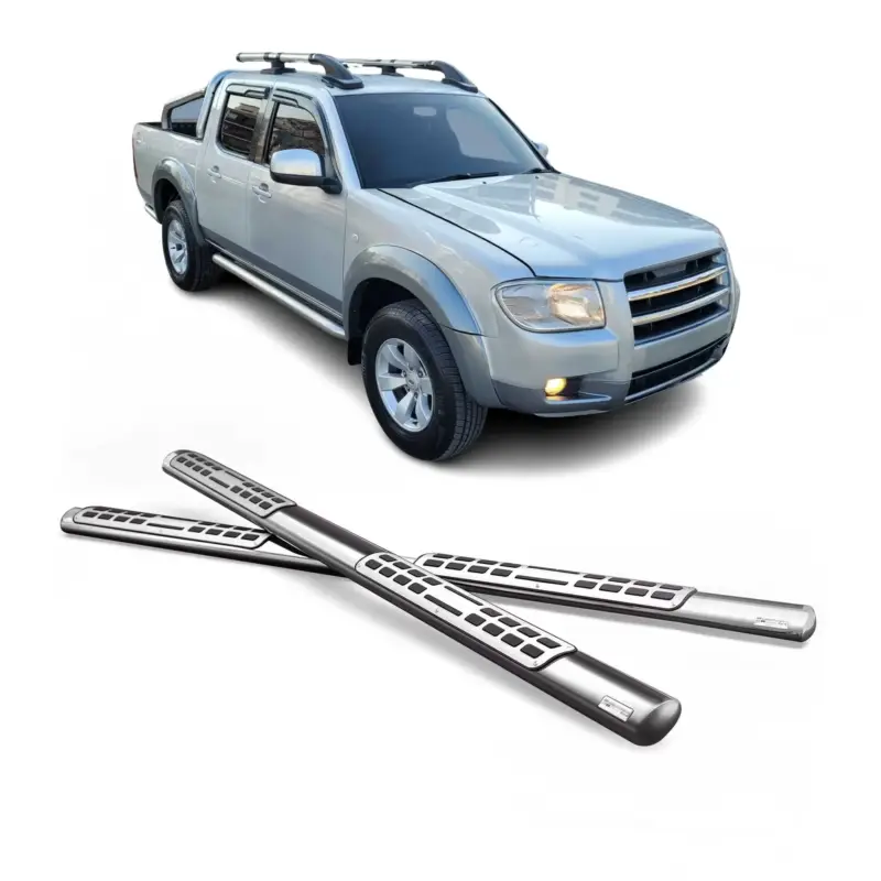 Stahl Seitenschweller Schwellerrohre für Ford Ranger Double Cab 2007-2009 Grau Jetzt Kaufen