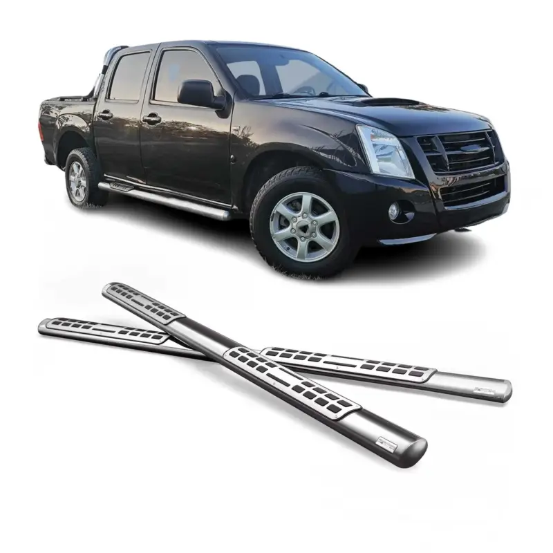 Stahl Seitenschweller Schwellerrohre für Isuzu D-Max Double Cab 2006-2012 Grau Garantierte Lieferung