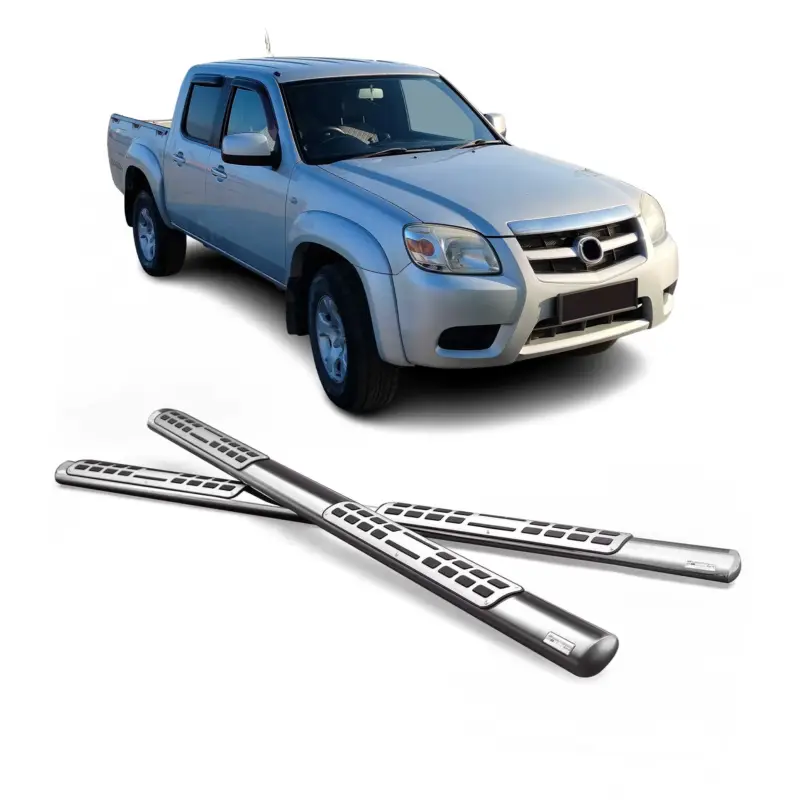 Stahl Seitenschweller Schwellerrohre für Mazda BT-50 Double Cab 2009-2012 Grau Solange Der Vorrat Reicht