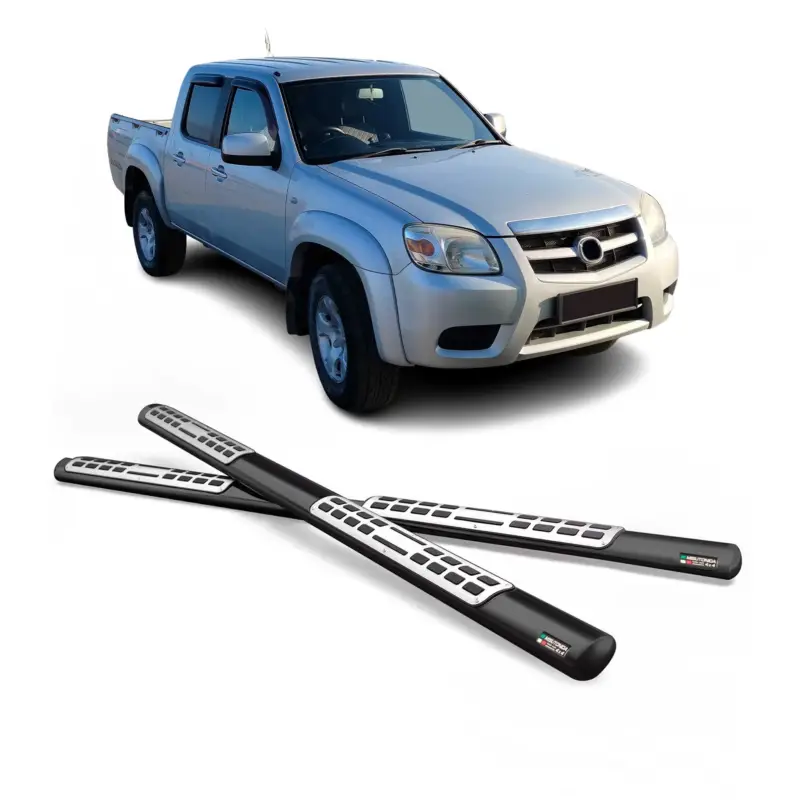 Sonderaktion Stahl Schwellerrohre Trittbretter für Mazda BT-50 Double Cab 2009-2012 Schwarz