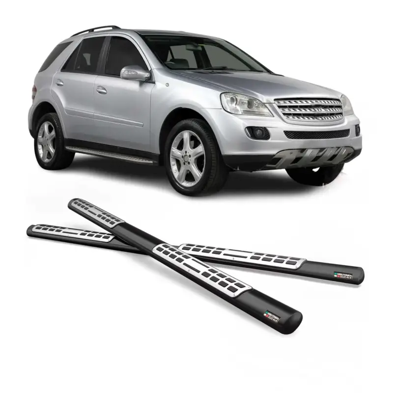 Markenware Edelstahl Seitenschweller Schwellerrohre für Mercedes ML 2005-2008 Schwarz