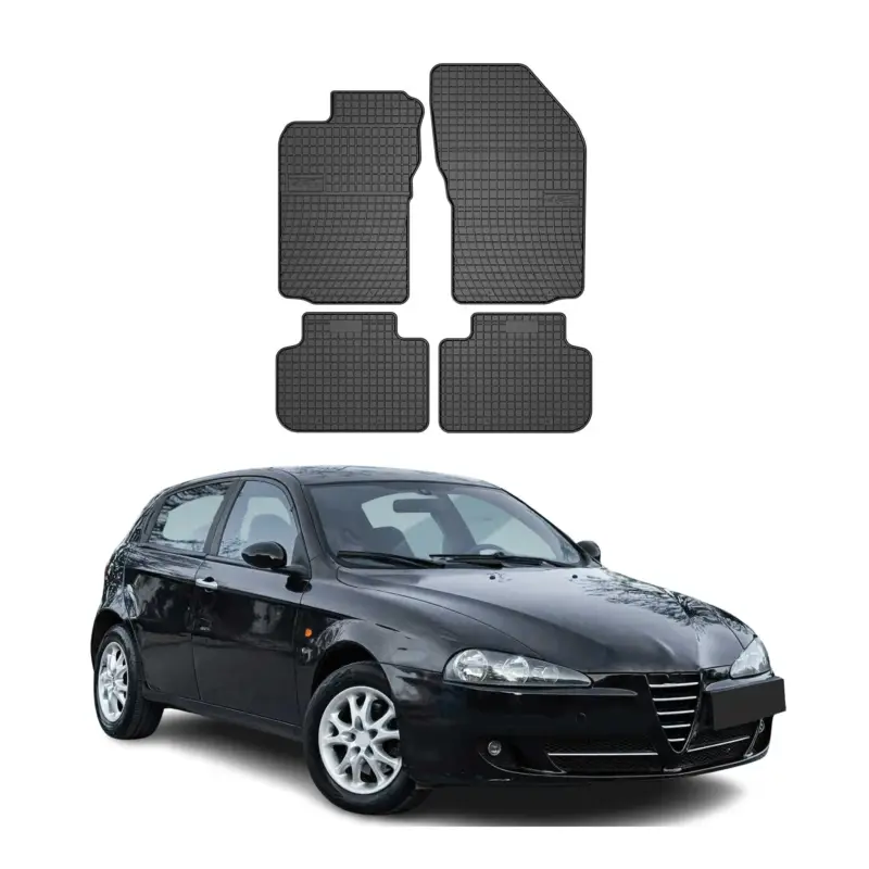 Ausverkauf OMAC Gummi Fußmatten für Alfa Romeo 147 156 2000-2010 Gummi Schwarz 4tlg