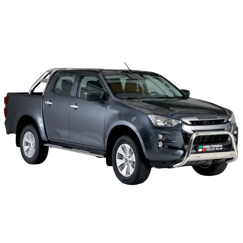 Sonderangebot Stahl Seitenschweller Schwellerrohre für Isuzu D-Max Double Cab 2019-2026 Grau