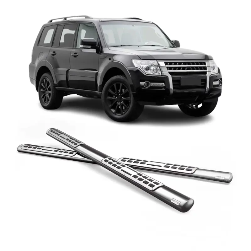 Zertifiziert Stahl Seitenschweller Schwellerrohre für Mitsubishi Pajero 5tür 2007-2021 Grau