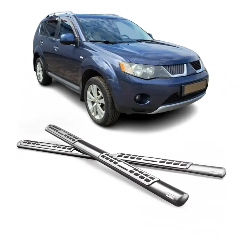 Abverkauf Edelstahl Seitenschweller Schwellerrohre für Mitsubishi Outlander 2007-2009 Grau