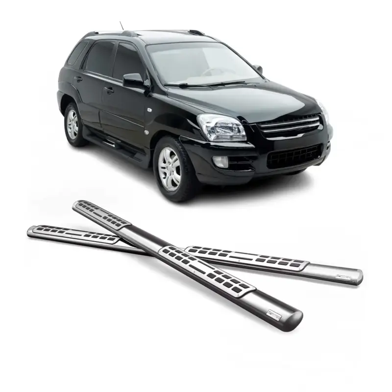 Kracherpreis Edelstahl Seitenschweller Schwellerrohre für Kia Sportage 2005-2008 Silber