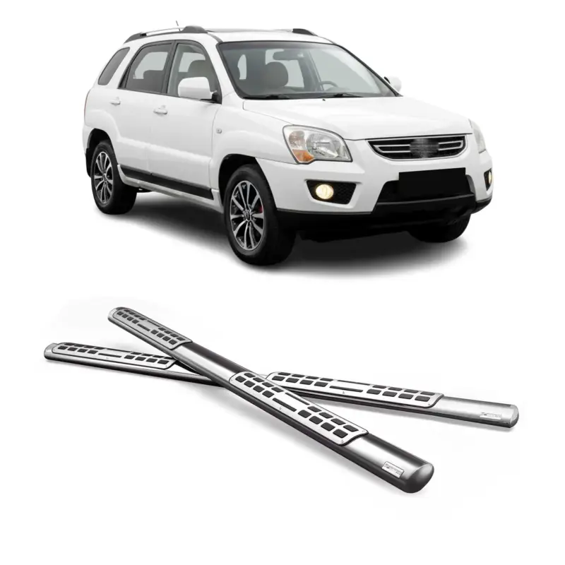 Edelstahl Seitenschweller Schwellerrohre für Kia Sportage 2008-2010 Silber Schneller Versand