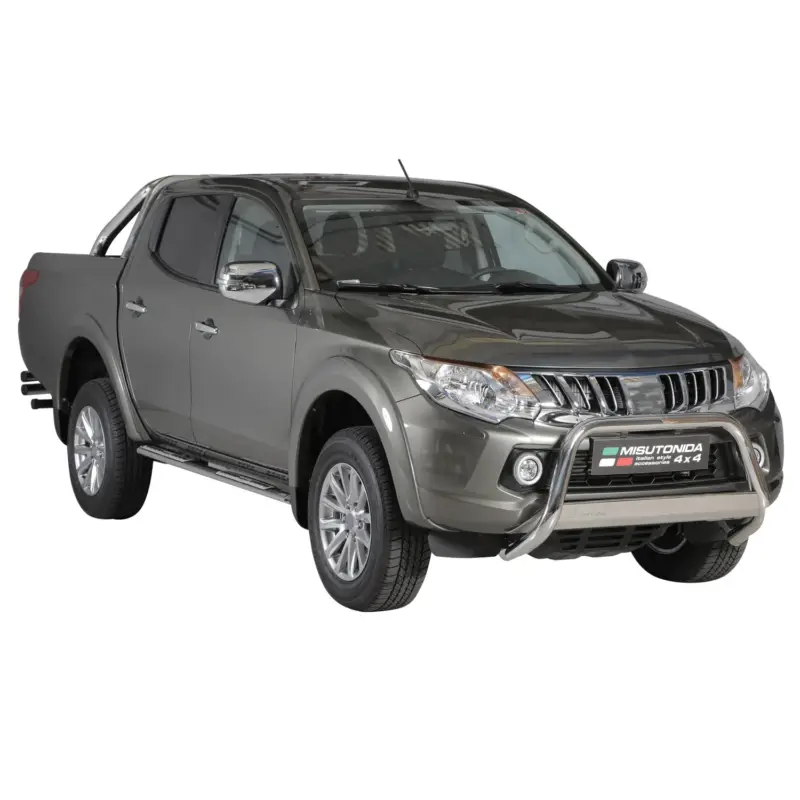 Günstig Stahl Schwellerrohre Trittbretter für Mitsubishi L200 Double Cab 2015-2018 Grau