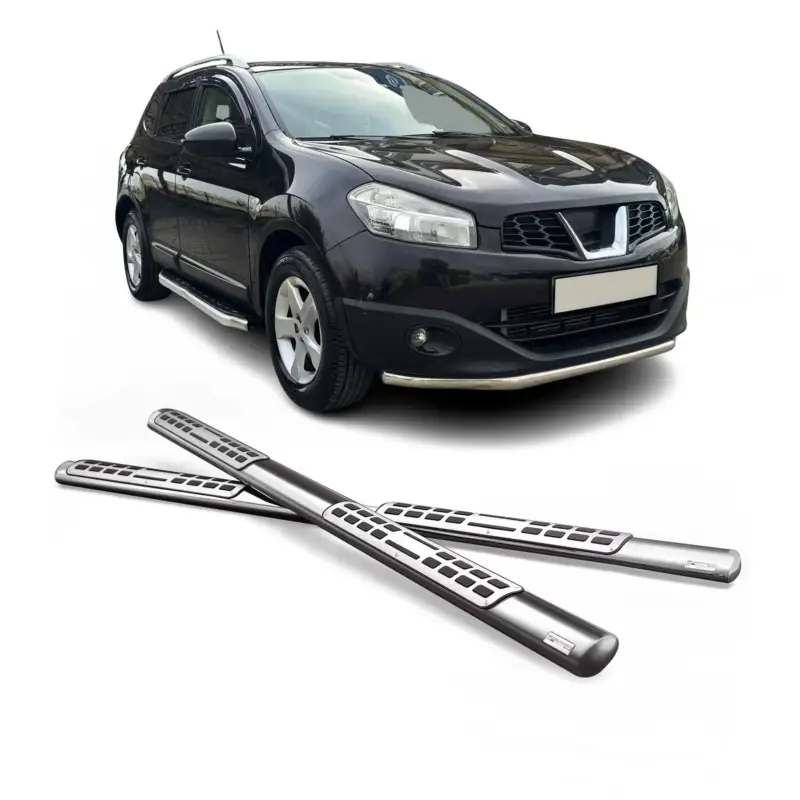 Versand Am Gleichen Tag Edelstahl Seitenschweller Schwellerrohre für Nissan Qashqai +2 2008-2013 Silber