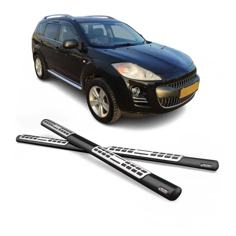 Aktuell Edelstahl Seitenschweller Schwellerrohre für Peugeot 4007 2008-2012 Schwarz
