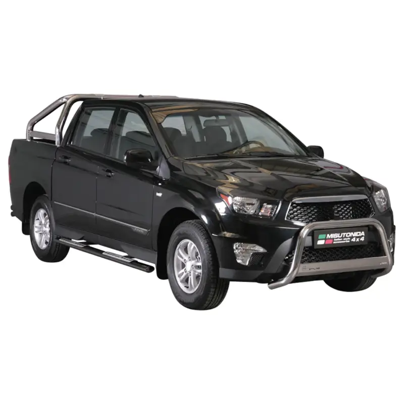 Stahl Schwellerrohre Trittbretter für Ssangyong Actyon Sports 2012-2018 Schwarz Geprüft