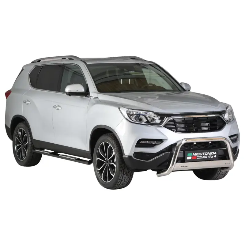 Edelstahl Seitenschweller Schwellerrohre für Ssangyong Rexton 2017-2026 Schwarz Bestpreis