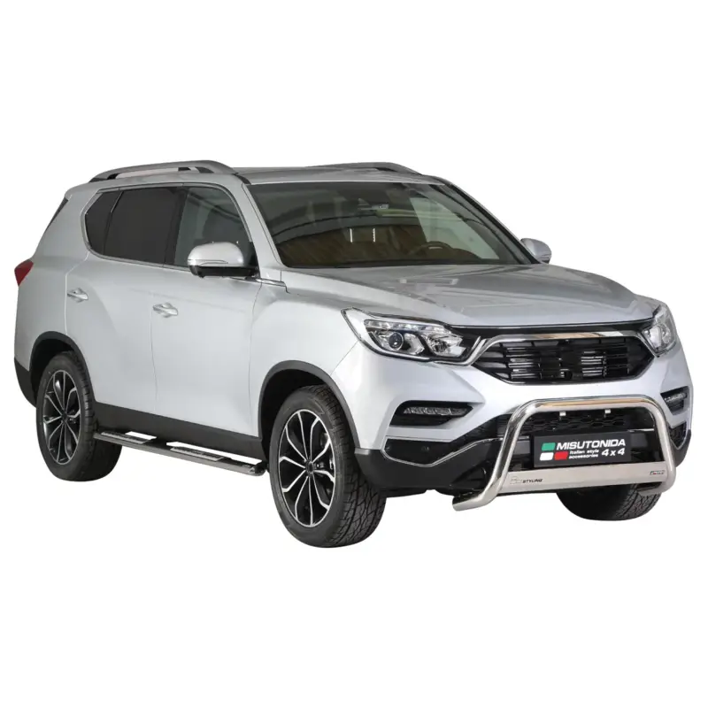 Edelstahl Seitenschweller Schwellerrohre für Ssangyong Rexton 2017-2026 Silber Top-Preis